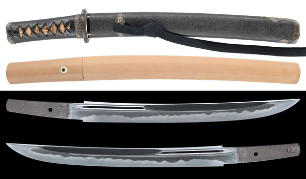 寸延短刀 作陽幕下士細川正守(刻印) 慶應三丁卯年仲秋 千葉平次兵衛胤久依好鍛之 附 変わり塗鞘短刀拵 特別保存刀剣鑑定書の販売