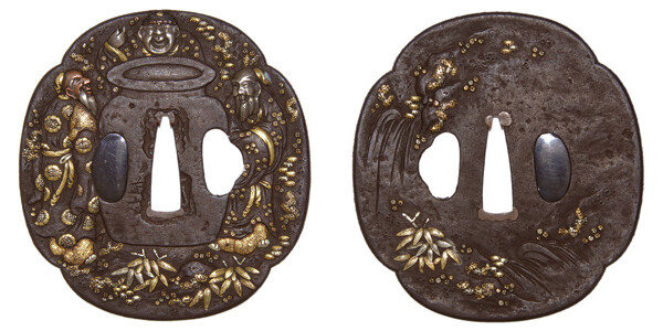 鍔 銘 直丈 三聖図鍔 保存刀装具鑑定書