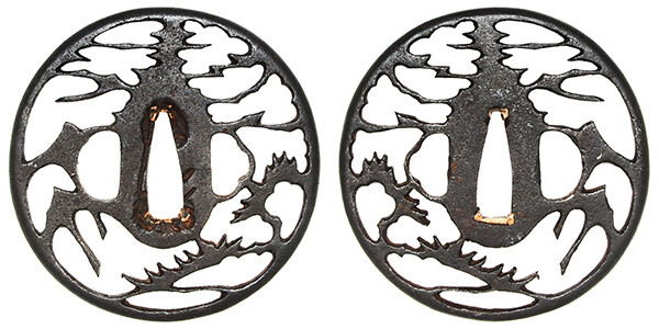 鍔 無銘 赤坂 落雁透鍔 保存刀装具鑑定書