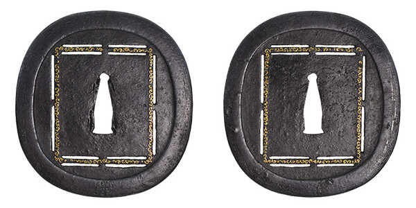 鍔 無銘 埋忠 角文透唐草図鍔 特別保存刀装具鑑定書