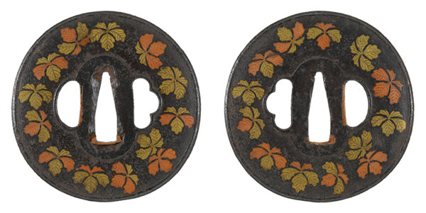 鍔 無銘 庄内 蔦紋散図鍔 特別保存刀装具鑑定書