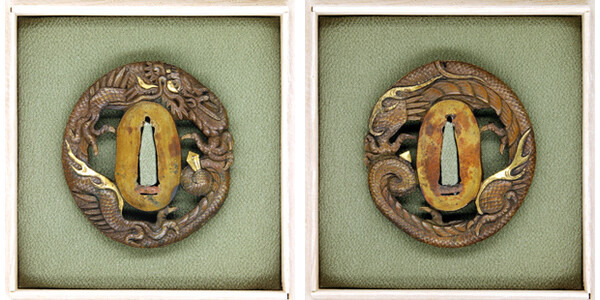 丸龍透鍔 真鍮地 無銘