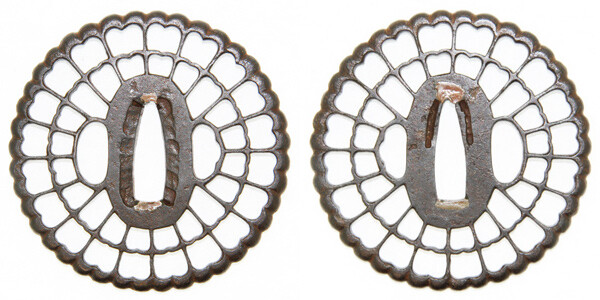 鍔 無銘 菊図 京透