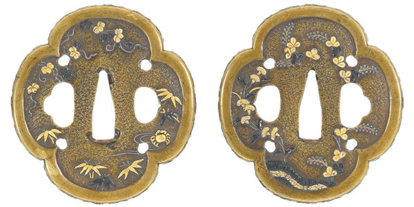 鍔 無銘 秋田正阿弥 風景模様図鍔 保存刀装具鑑定書