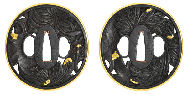 鍔 銘 後藤春乗 菊透鍔 特別保存刀装具鑑定書