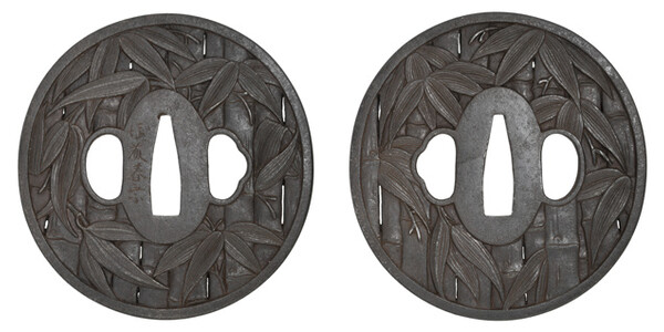 鍔 銘 後藤春乗 竹林透鍔 特別保存刀装具鑑定書