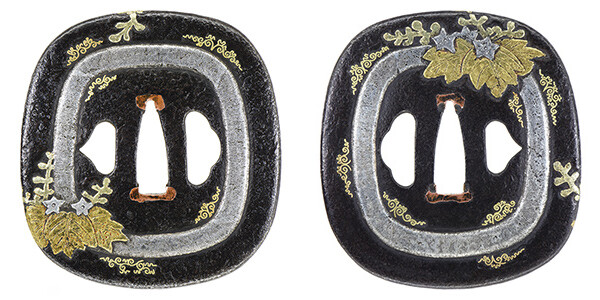 鍔 無銘 桐花図鍔