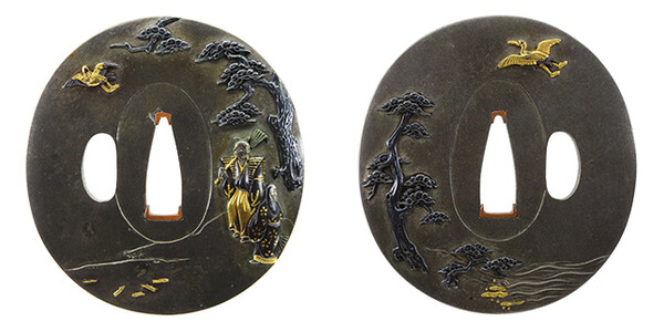 鍔 無銘 水戸 高砂図鍔 保存刀装具鑑定書