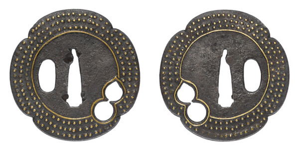 鍔 無銘 応仁 瓢箪透霰象嵌鍔 特別保存刀装具鑑定書の販売