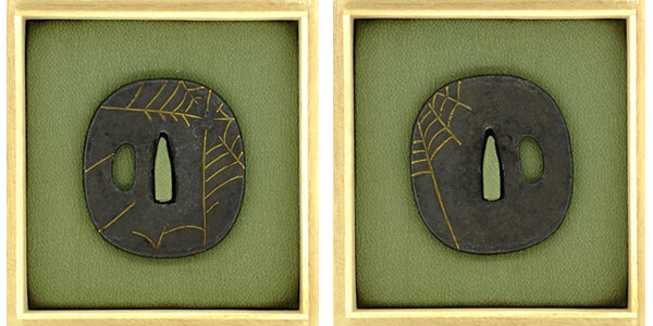 鍔 無銘 鉄地 蜘蛛の巣図鍔