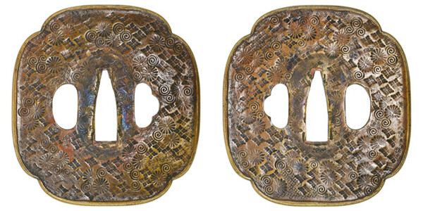 鍔 無銘 京金工 刻印散図鍔 保存刀装具鑑定書