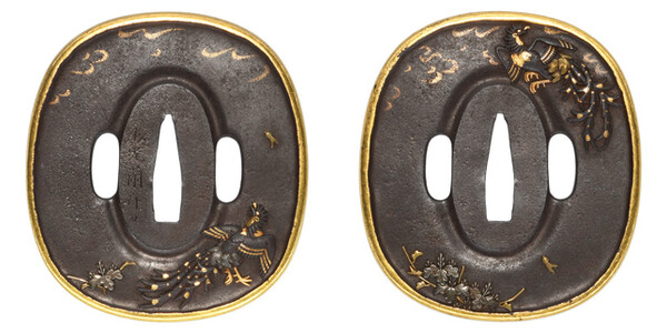 鍔 銘 松尾蘭斎刀 桐鳳凰図 特別保存刀装具鑑定書の販売