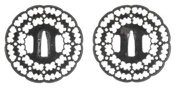 鍔 無銘 京透 分銅輪繋透鍔 特別保存刀装具鑑定書