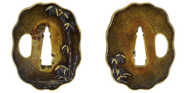 鍔 銘 政辰(花押) 竹図鍔 保存刀装具鑑定書