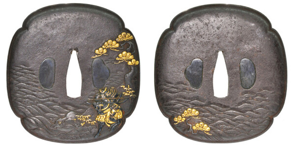 鍔 無銘 水戸 梶原景季図鍔 保存刀装具鑑定書