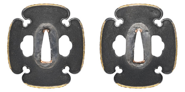 鍔 無銘 美濃 菊花唐草図鍔 特別保存刀装具鑑定書