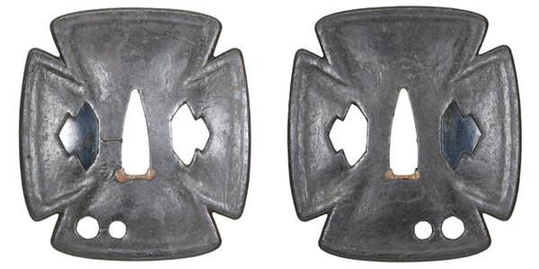 鍔 銘 一次 左右菱紋透鍔 特別保存刀装具鑑定書