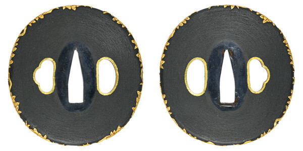 鍔 無銘 吉岡 橘図鍔 特別保存刀装具鑑定書