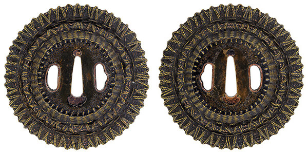 鍔 無銘 信玄 網目文鍔 保存刀装具鑑定書