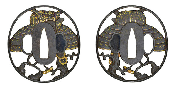 鍔 無銘 武州 兜梅樹透鍔 保存刀装具鑑定書