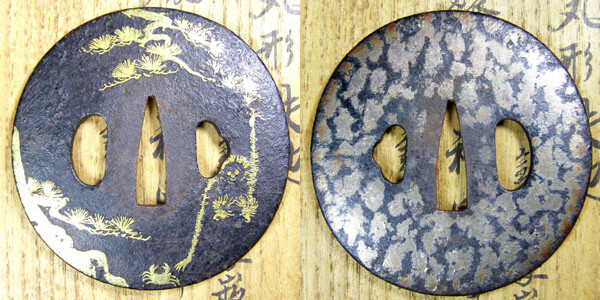 無名 加賀 猿公蟹捕図鍔