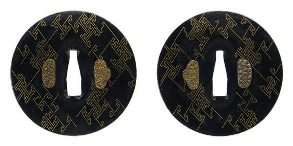 鍔 加賀象嵌 紗綾文図鍔 保存刀装具鑑定書