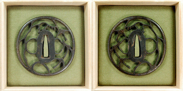 鍔 無銘 赤坂 芦雁図透鍔 保存刀装具鑑定書