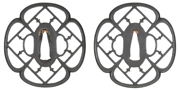 鍔 無銘 正阿弥 雁金菱透鍔 保存刀装具鑑定書