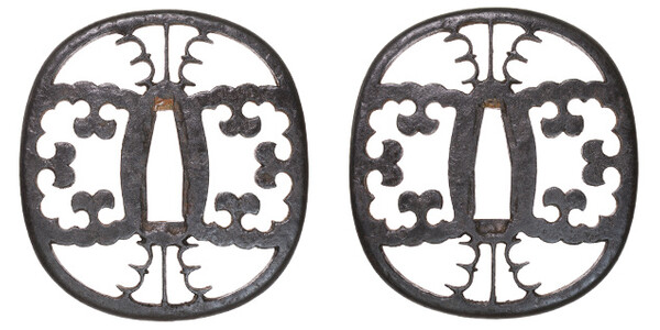 鍔 無銘 赤坂 雪雁金透鍔 保存刀装具