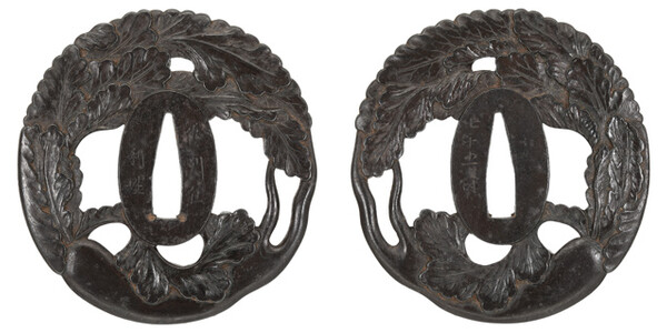 鍔 銘 佐州住利姓 七十五寿 大根透鍔 保存刀装具鑑定書