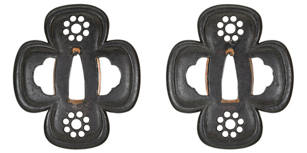 鍔 無銘 肥後 九曜紋透鍔 保存刀装具鑑定書