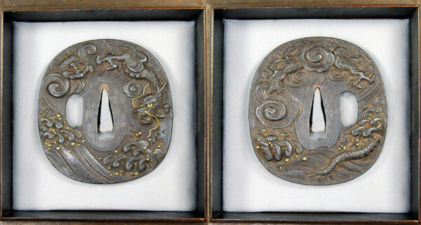 鍔 無銘 一柳友善 龍図鍔 保存刀装具鑑定書