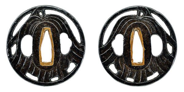 鍔 無銘 柳生 采配透鍔 保存刀装具鑑定書