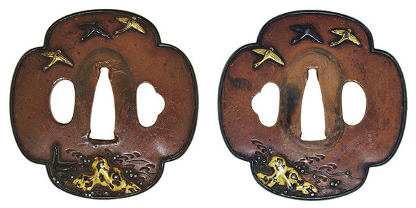 鍔 無銘 庄内 落雁図鍔 保存刀装具鑑定書