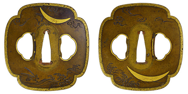 鍔 無銘 埋忠 竹生島図鍔 特別保存刀装具鑑定書