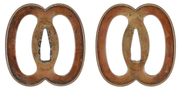 鍔 無銘 肥後 左右海鼠透鍔 保存刀装具鑑定書