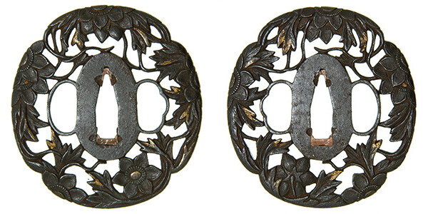 鍔 無銘 武州 鉄線花透鍔 保存刀装具鑑定書