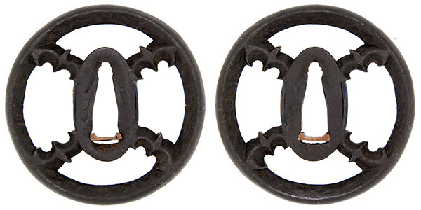 鍔 無銘 赤坂 四方雁金透鍔 保存刀装具鑑定書