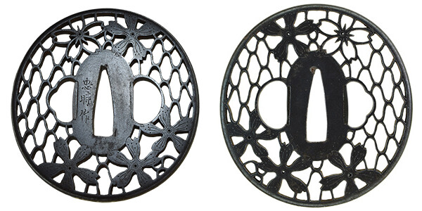 鍔 忠時作 桜川透鍔 保存刀装具鑑定書