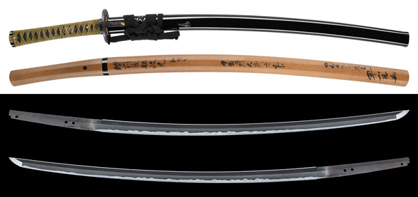 太刀 備州長船政光 附 黒蝋色塗鞘天正拵 第13回重要刀剣 中古刀上作 寒山鞘書