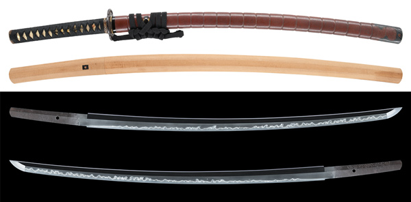 刀 備前国住長船祐定(河内守) 附 印籠刻茶石目塗鞘打刀拵 保存刀剣鑑定書の販売