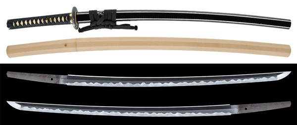 刀 津田越前守助広(丸津田) 延宝二二年二月日 附 黒漆笛巻塗鞘打刀拵 特別保存刀剣鑑定書 新刀最上作 大業物