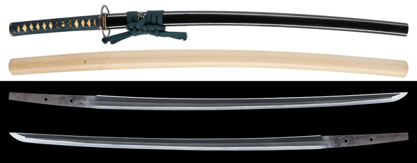 刀 肥前国住藤原忠広(二代) 附 黒漆菜種塗鞘打刀拵 特別保存刀剣鑑定書 新刀上々作 大業物の販売