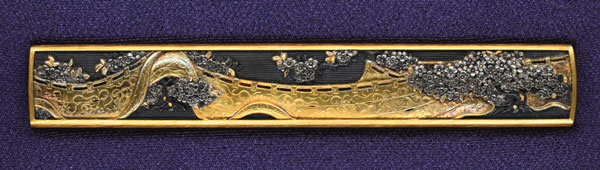 小柄 銘 紋通乗 光美 (花押) 観桜図小柄 特別保存刀装具鑑定書