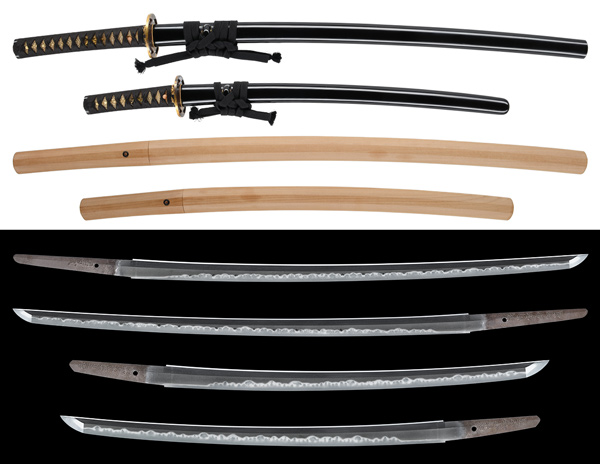 大小 刀 越後守定道 君万代 / 脇差 越後守定道 加賀守盛道二男 附 黒蠟色塗鞘大小拵 特別保存刀剣鑑定書の販売