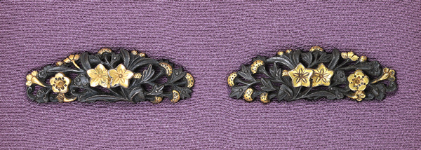 目貫 無銘 美濃 秋草図目貫 保存刀装具鑑定書