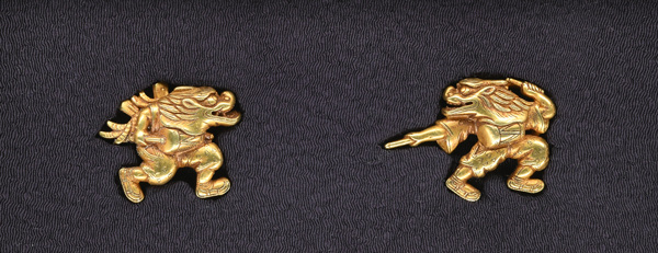 目貫 無銘 京金工 獅子舞図目貫 特別保存刀装具鑑定書