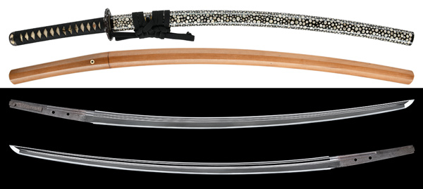 刀 無銘 兼定兼吉 附 青貝微塵巻貝研出鞘打刀拵 保存刀剣鑑定書 業物の販売