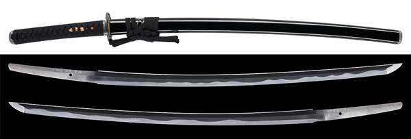 刀 江州鈴鹿山麓住竹下祐光作 昭和癸丑年八月日 黒蝋色塗鞘打刀拵入の販売