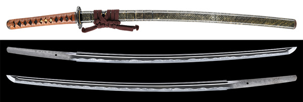 刀 江州住中川泰天作之 平成十四年十一月日 研出鮫鞘打刀拵入